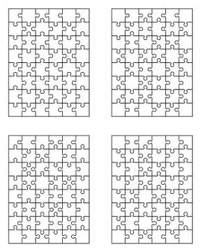 Four different white puzzles Stock Illustration