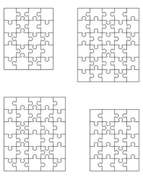 Four different white puzzles Stock Illustration