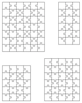 Four different white puzzles Stock Illustration