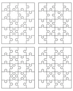 Four different white puzzles Illustrazione stock