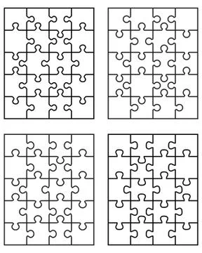 Four different white puzzles Stock Illustration
