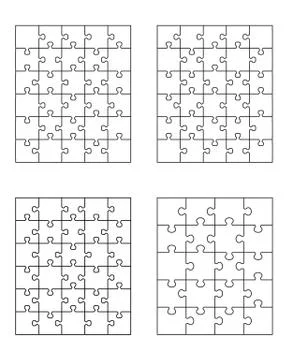Four different white puzzles Illustrazione stock
