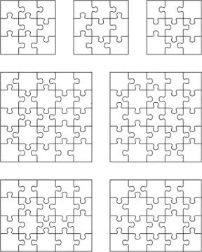 Four different white puzzles Stock Illustration