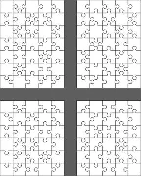 Four different white puzzles Stock Illustration