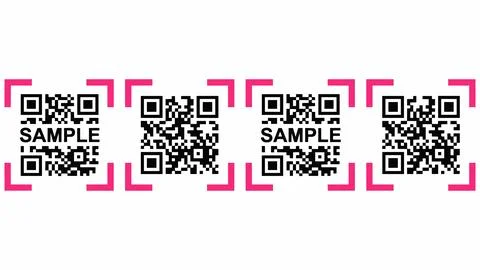 Four digital qr code samples for mobile scanning and data access with scannin Stock Illustration