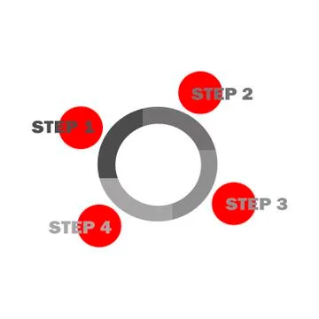 Four-dimensional business pie chart, infographics. Analysis and statistics of Stock Illustration