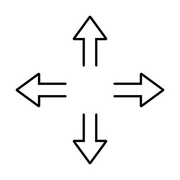 Four-direction arrow icon design in linear style. Stock Illustration