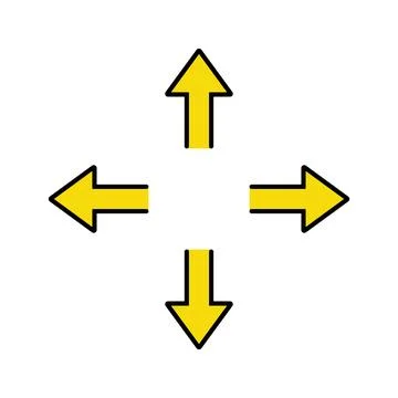 The four-direction arrow icon in line and fill style. Stock Illustration