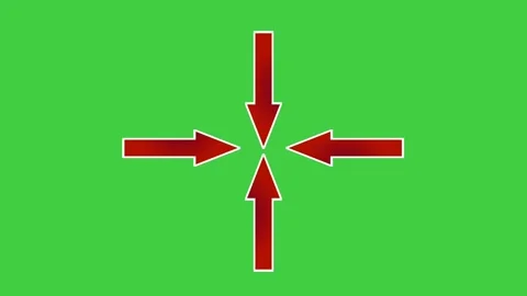 Four Direction Red Arrows Animation on Green Screen Background. Up, Down, Left Stock Footage 342841235
