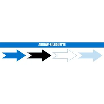 Four directional arrow silhouettes in progress with blue and patterned fill.. Stockillustratie