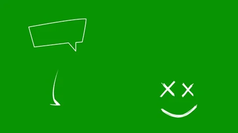 Four distinct white doodle graphics on chromkey green screen featuring Stock-Footage 346825156