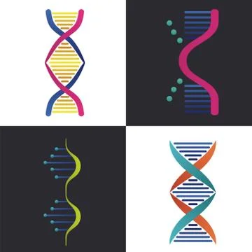 Four dna molecules structures set icons Stock Illustration