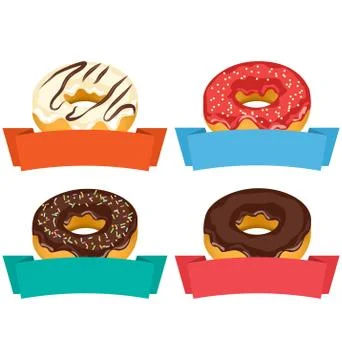 Four donuts with frames for text isolated on white Stock Illustration