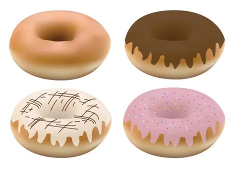 Four donuts, white background Stock Illustration