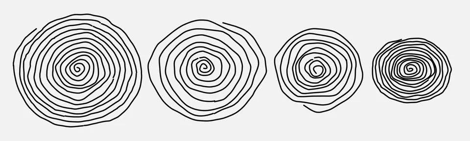 Four doodle spiral pattern with white background Stock Illustration