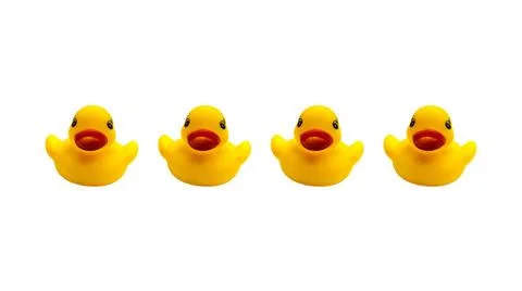 Four ducks rubber on a white background Stock Photos