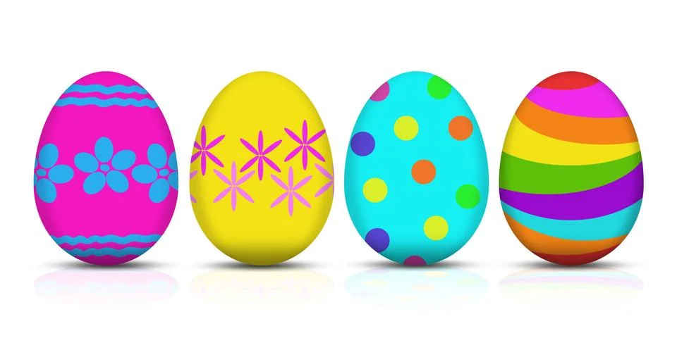 Four Easter eggs illustration on white background Stock Illustration