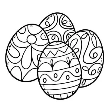 Four Easter Eggs Isolated Coloring Page for Kids Stock Illustration