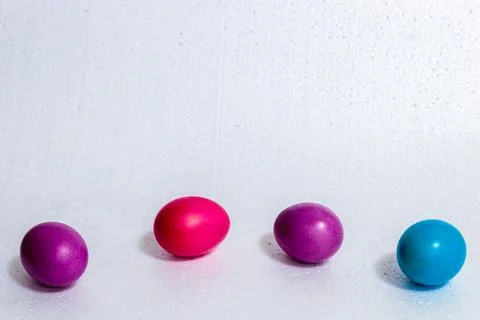 Four Easter eggs, with the text sweat place. On white background. Stock Photos