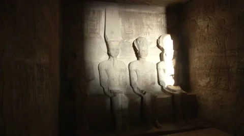 Four Egyptian Gods Statues Stock Footage