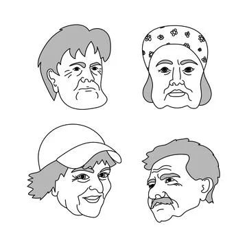 Four elderly people, men and women. Stock Illustration