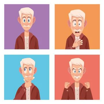 Four elders with alzheimers イラスト素材