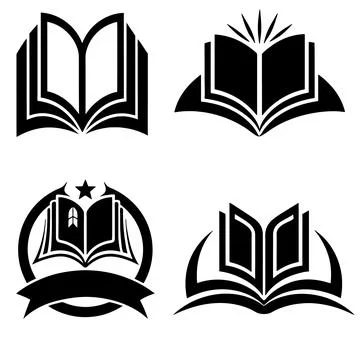 Four Elegant Book Logos bundle for Education or Literary Use Stock Illustration
