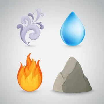 Four element - earth, air, fire and water Stock Illustration