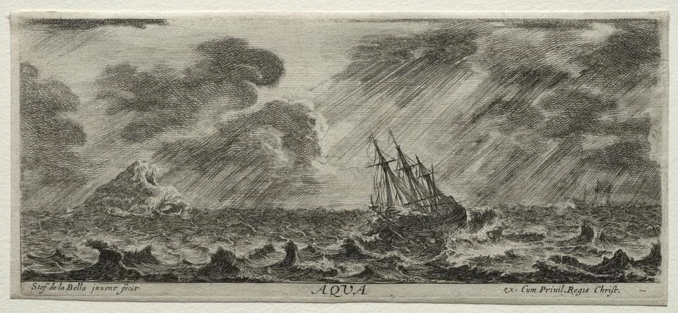 The Four Elements: Aqua, c. 1648. Stefano Della Bella (Italian, 1610-1664)... Stock Illustration