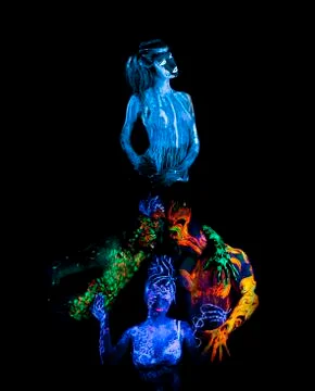 Four elements: earth, fire, air and water Stock Photos