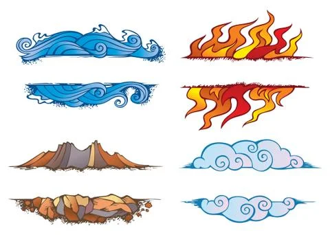 Four elements' frames Stock Illustration