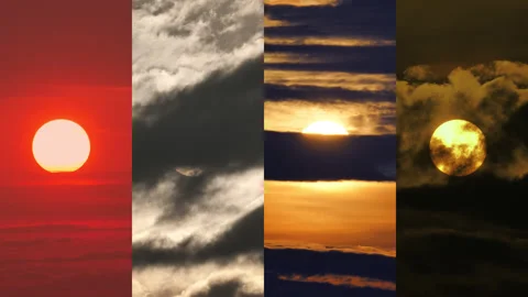 The four elements of light, alchemical sunset time-lapse, horizontal stack Stock Footage 346411765