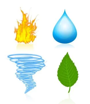 Four elements of nature Four vector elements of nature isolated on white C... Stock Photos