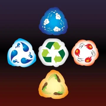 Four elements as recycle signs Illustrazione stock