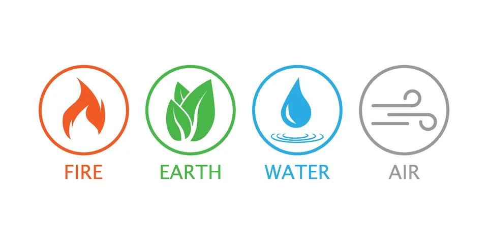 Four elements symbol. Vector illustration, flat design. Stock Illustration
