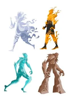 Four elements titans Stock Illustration