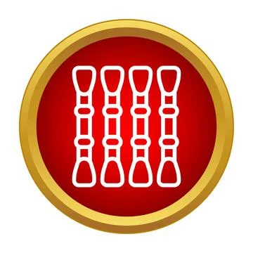 Four embroidery thread bobbins icon on red circle Stock Illustration
