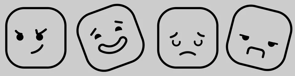 Four emotions on a gray background Stock Illustration