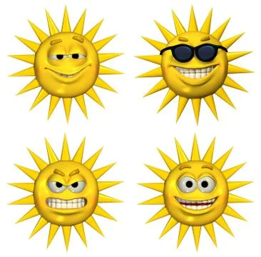 Four Emotisuns Stock Illustration