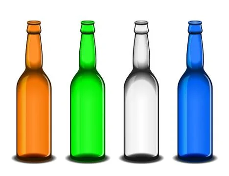 Four empty beer bottles Stock Illustration