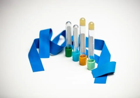 Four Empty Collection Tubes and A Tourniquet Stock Photos