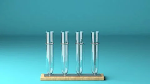 Four empty lab glass test tubes 3d illustration Stock Photos