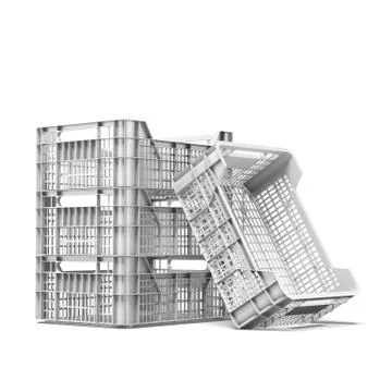 Four empty white crates Illustrazione stock