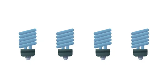 Four energy saving bulbs in a row animation Stock Footage 307622842