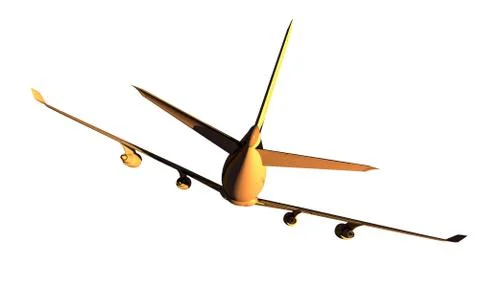 Four engine jet airplane rear view. Stock Illustration