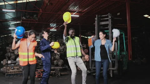 Four engineer happy to finish work Stock Footage 143150134