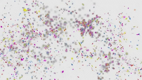 Four explosions of multi-colored confetti on a transparent background. Stock Footage 325715783