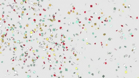 Four explosions of multi-colored confetti on a transparent background. Stock Footage 335593211