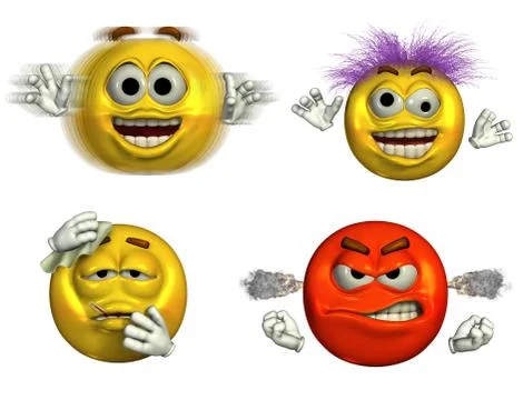 Four Expressive Emoticons Stock Illustration
