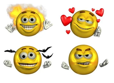 Four Expressive Smileys 스톡 일러스트